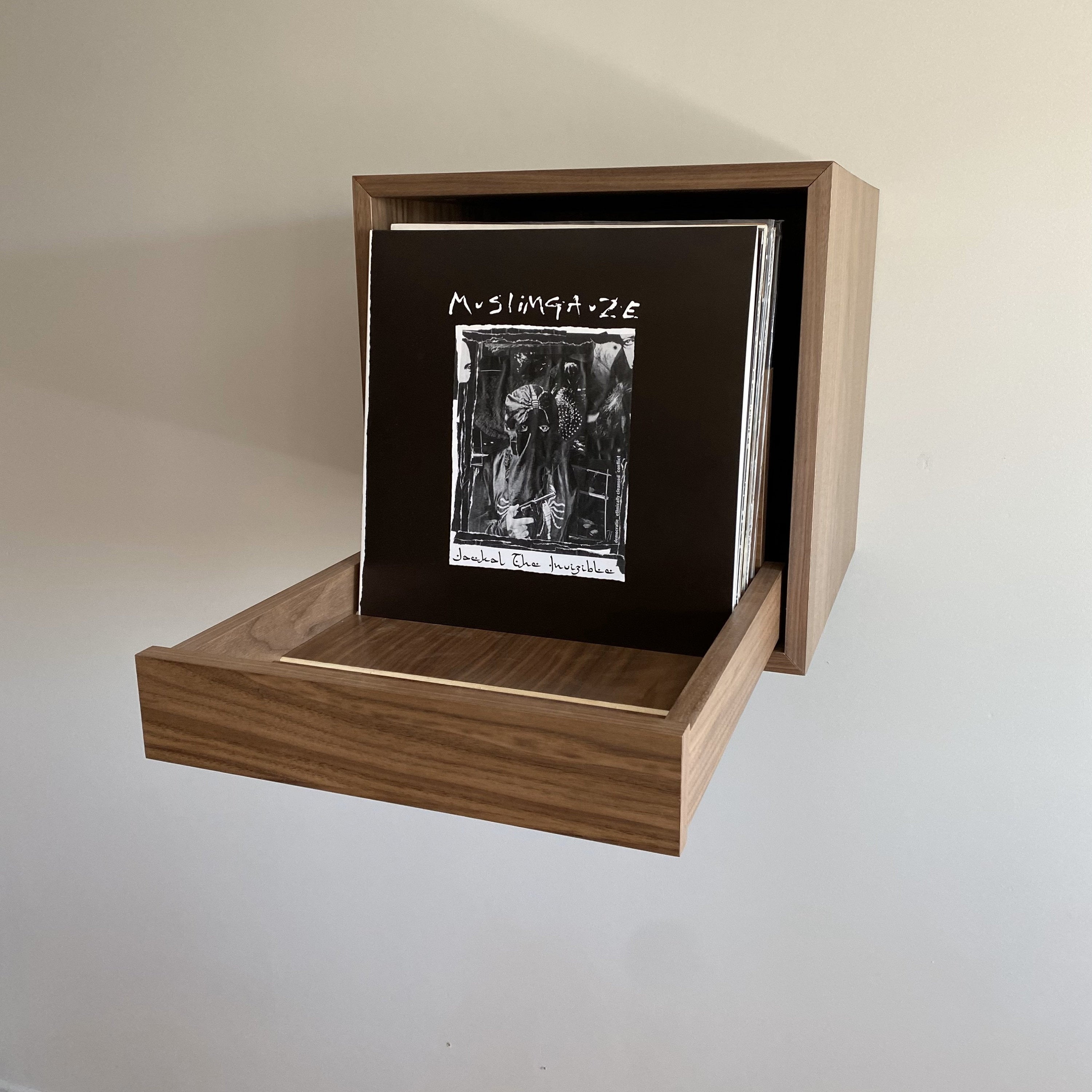 Wood vinyl record rack. Vinyl Records Storage.