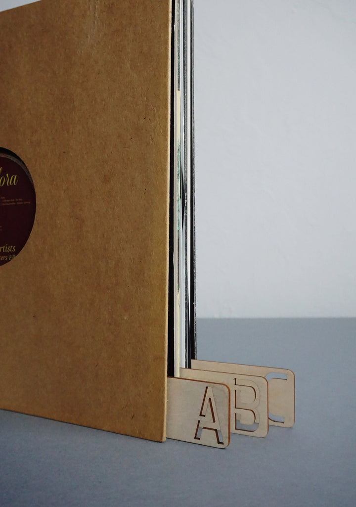 Eco Friendly, Natural Cut Through Dividers, Both sides Vinyl Record Dividers, A to Z, Vinyl Album Organization, LP Separators - cilpastore